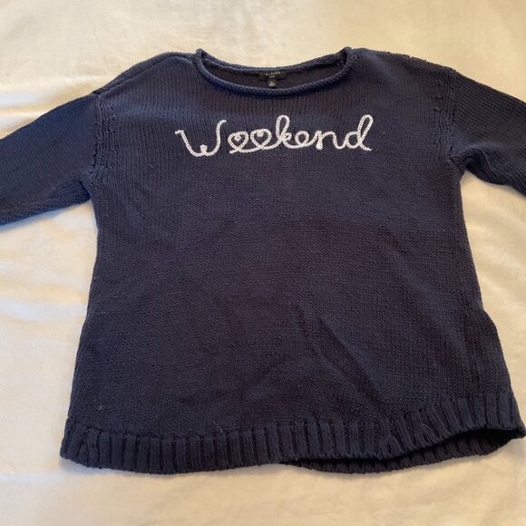 Talbots Womens Sweater Petite Small Weekend Navy 3/4 sleeve - Picture 1 of 10